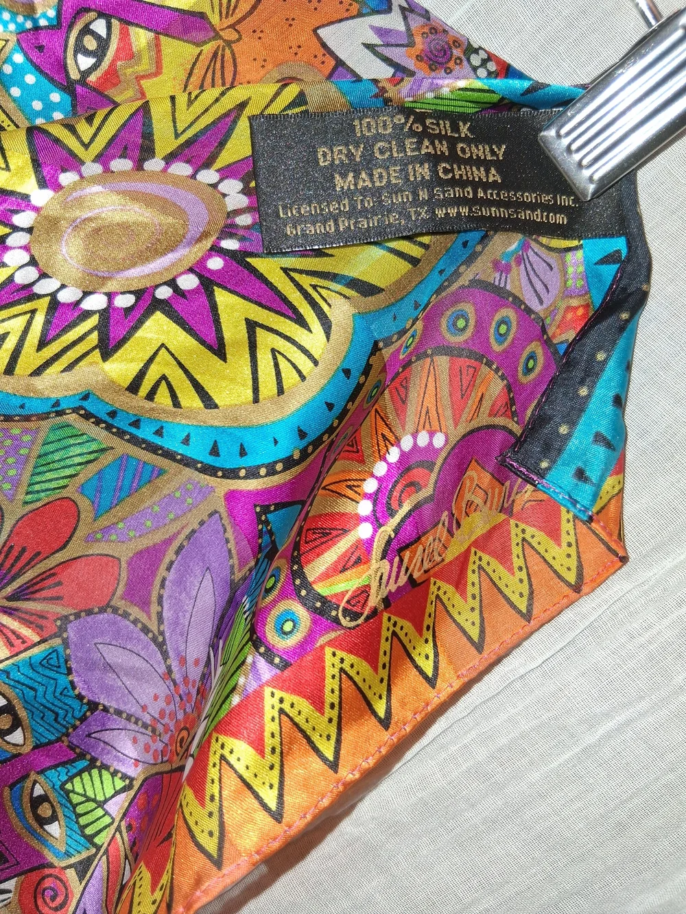 Laurel Burch Multicolor Cats & Flowers Scarf